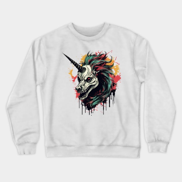 Creepy Unicorn Crewneck Sweatshirt by OscarVanHendrix